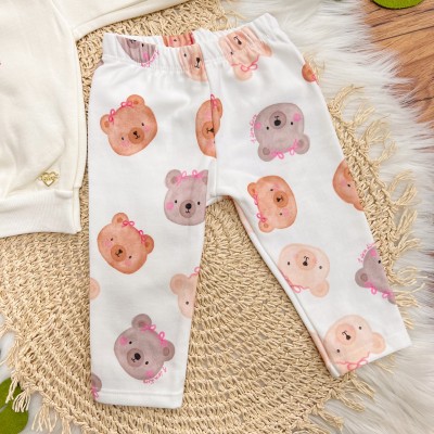 Conj. Casaco Face Bear e Calça Legging - Off White